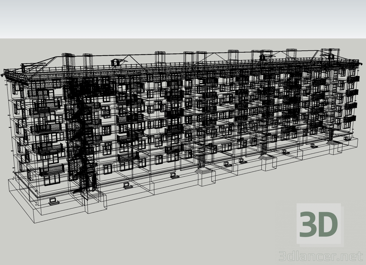 Khrushchevka con un apartamento soviético de los años 60 3D modelo Compro - render