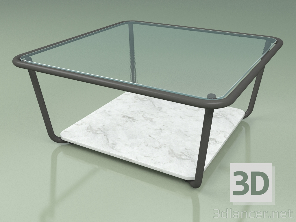 3d модель Стол кофейный 001 (Ribbed Glass, Metal Smoke, Carrara Marble) – превью