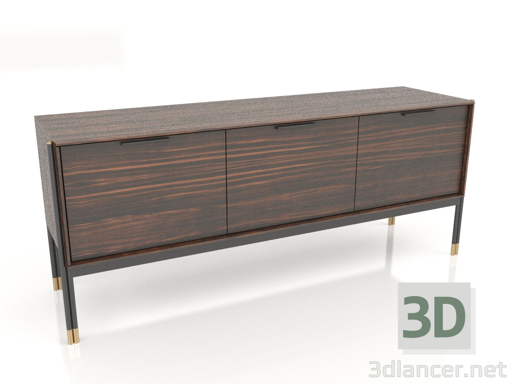3d model Aparador, chapa de ébano, lacado negro mate, latón (184,2x50x75 cm) - vista previa