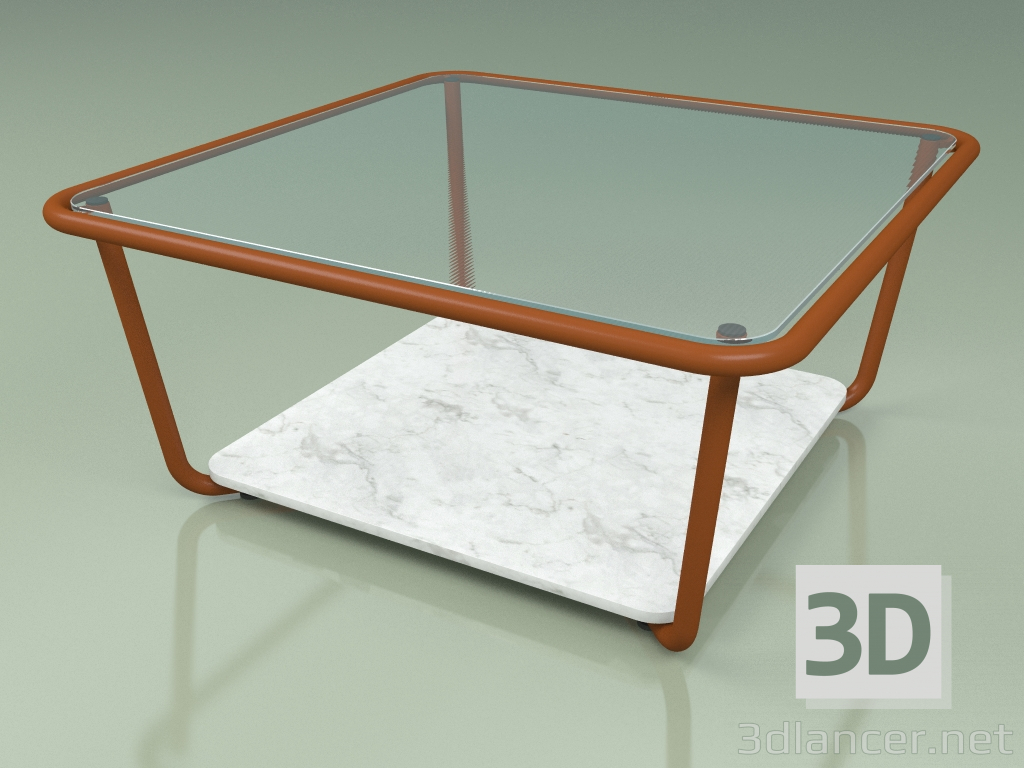 modello 3D Tavolino 001 (Vetro Rigato, Metallo Ruggine, Marmo Carrara) - anteprima