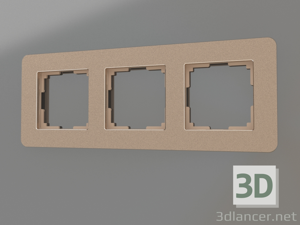 modèle 3D Cadre pour 3 poteaux Platine (champagne) - preview