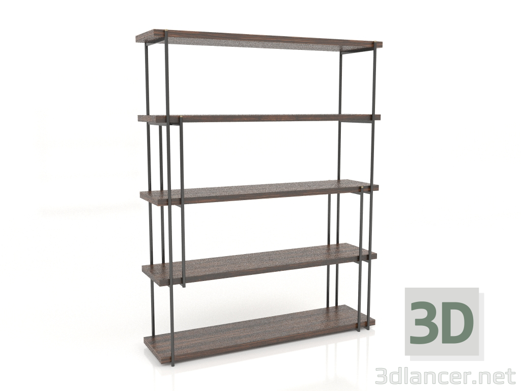 modello 3D Scaffale, finitura impiallacciato ebano, laccato nero opaco (160x43,5x202 cm) - anteprima