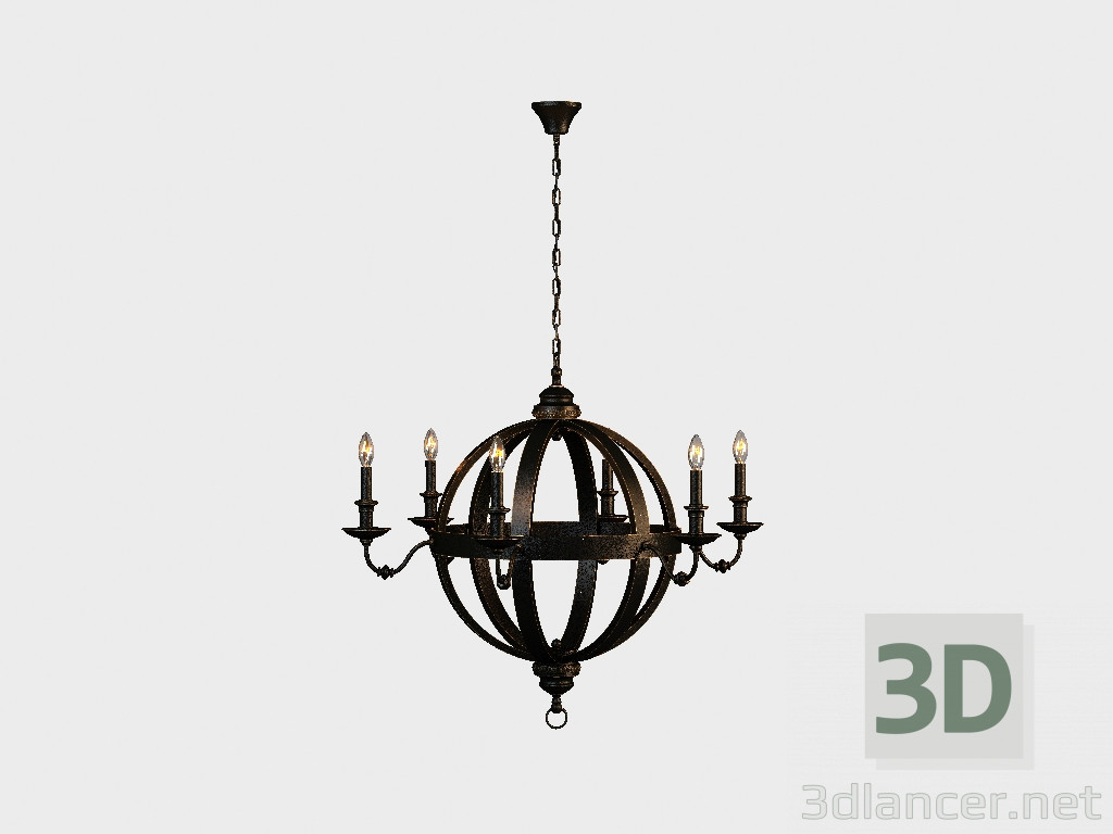 3D modeli Avize Ortaçağ METAL küre AVİZE (CH029-8-ABG) - önizleme