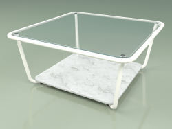 Mesa de centro 001 (vidro canelado, leite metálico, mármore de Carrara)