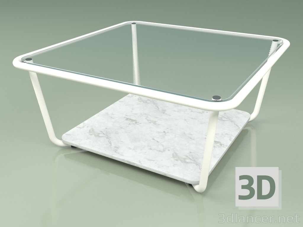 3d модель Стіл кавовий 001 (Ribbed Glass, Metal Milk, Carrara Marble) – превью