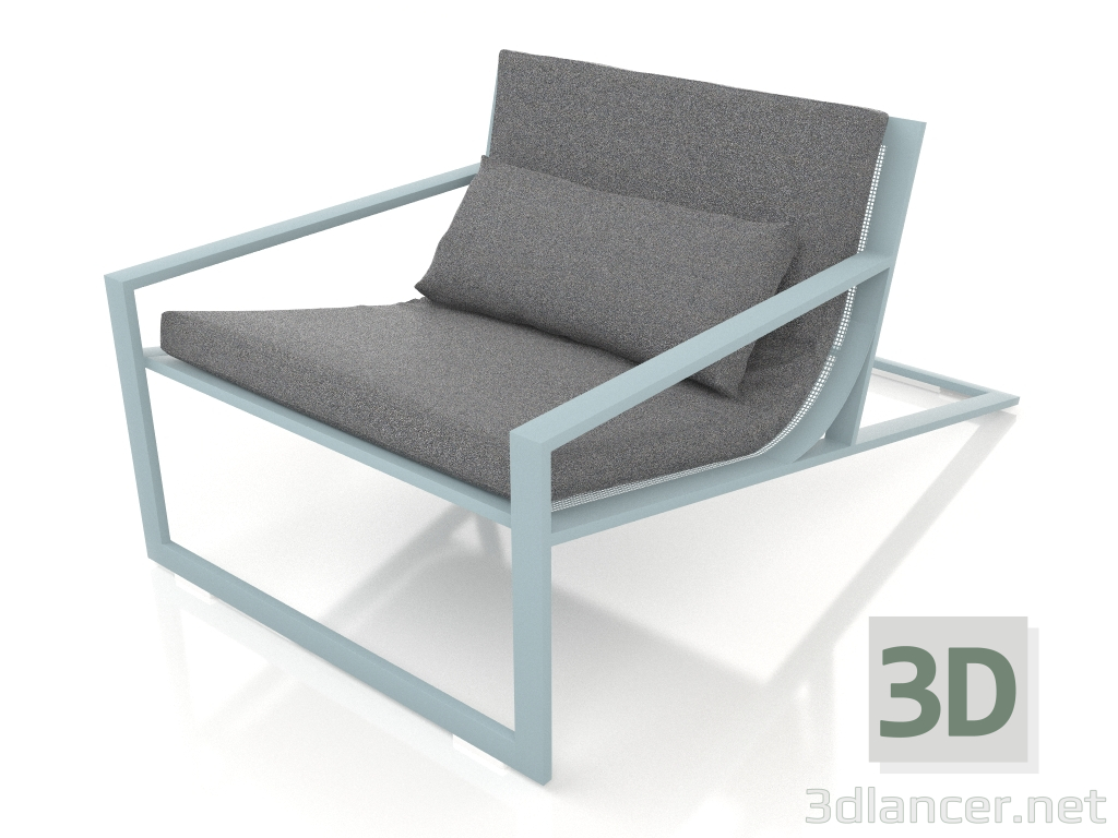 modèle 3D Fauteuil club unique (Bleu gris) - preview