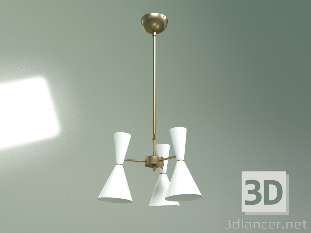 3d model Ceiling lamp Stilnovo Style 3 lamps (white) - preview