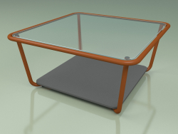 Стол кофейный 001 (Ribbed Glass, Metal Rust, HPL Grey)