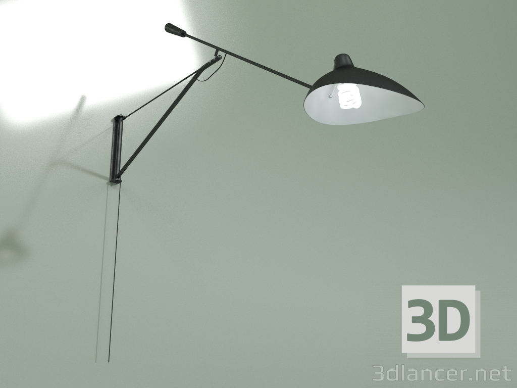 Modelo 3d Candeeiro de parede Avery (preto) - preview