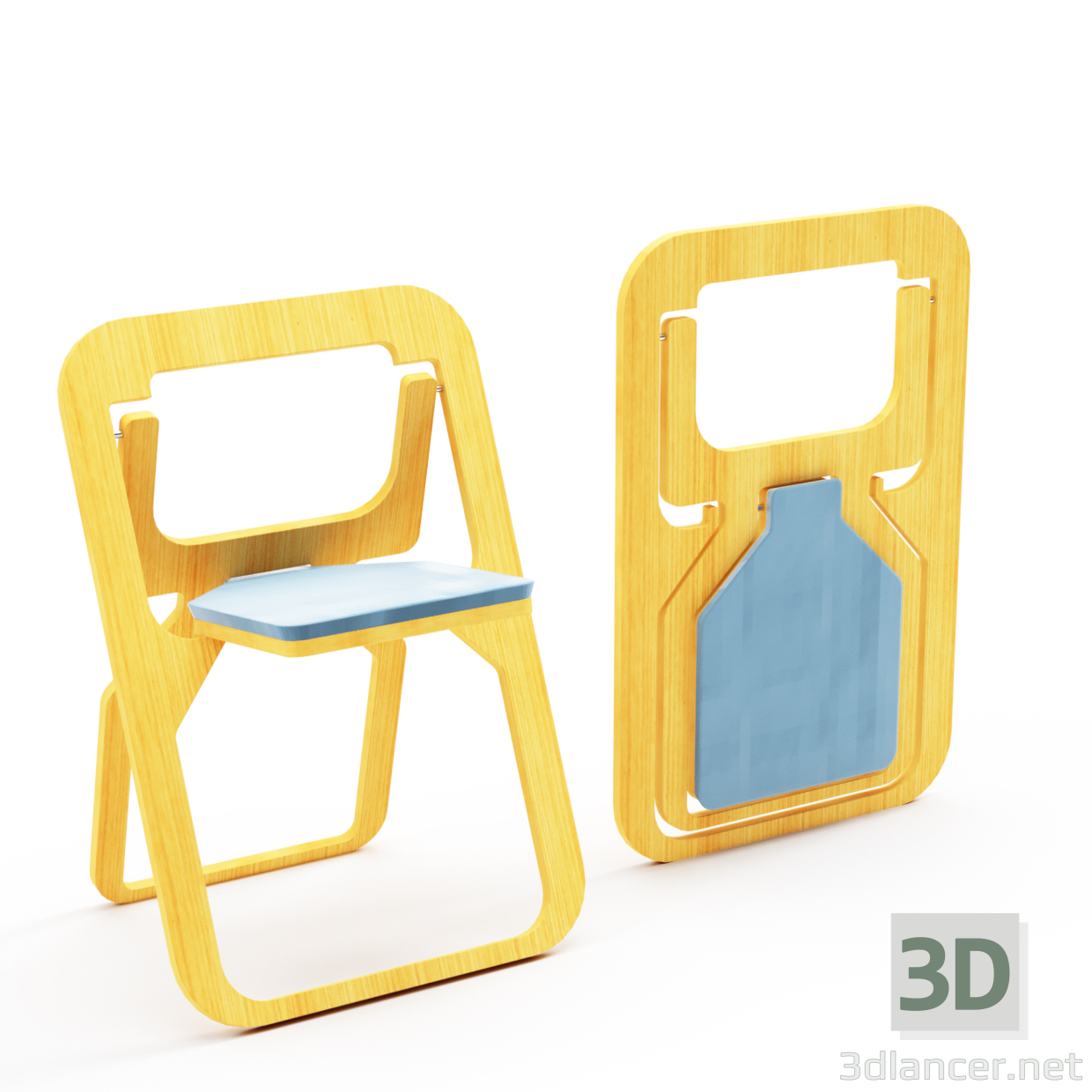 3d Folding chair model buy - render