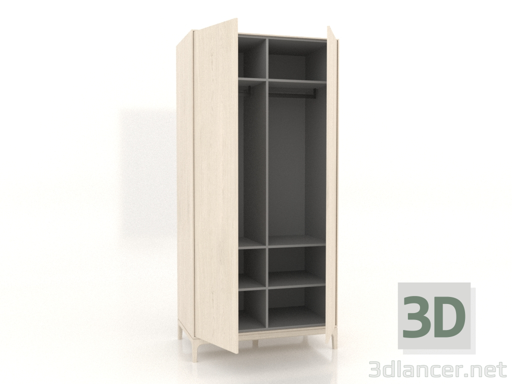 modèle 3D Armoire FARGO 1050x600x2200 mm (chêne blanchi, ouverte) - preview