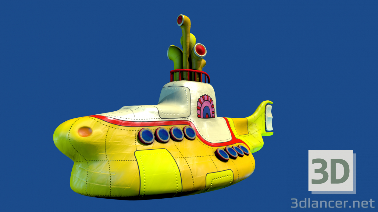 Modelo 3d Submarino Amarelo - preview