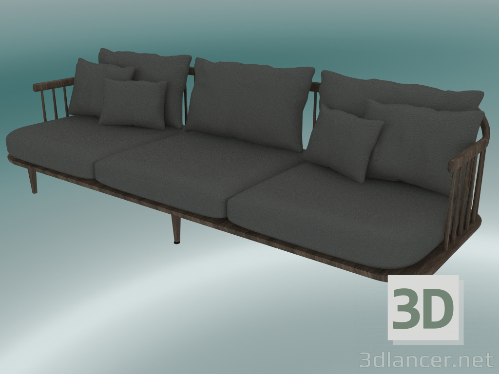 3D Modell Sofa Triple Fly (SC12, 80x240 N 70cm, geräucherte geölte Eiche mit Hot Madison 093) - Vorschau