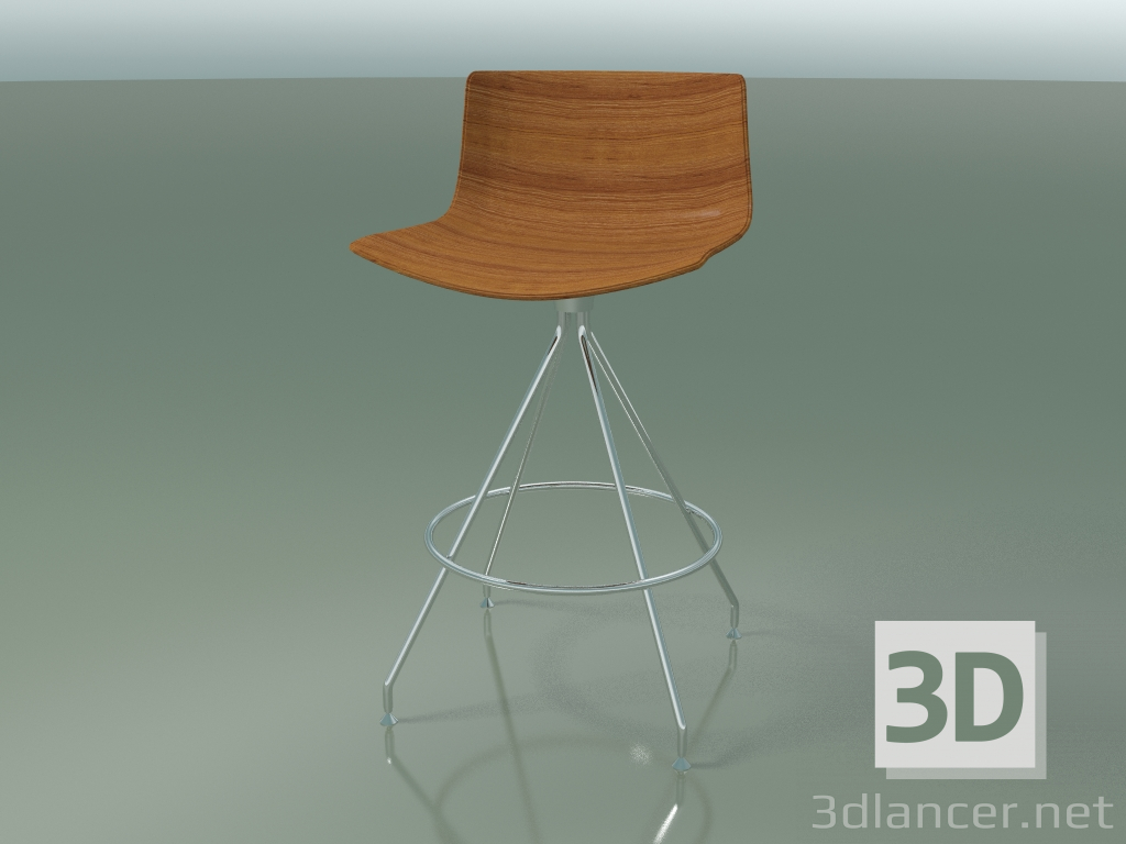 3D Modell Barstuhl 0492 (ohne Polsterung, Teak-Effekt) - Vorschau