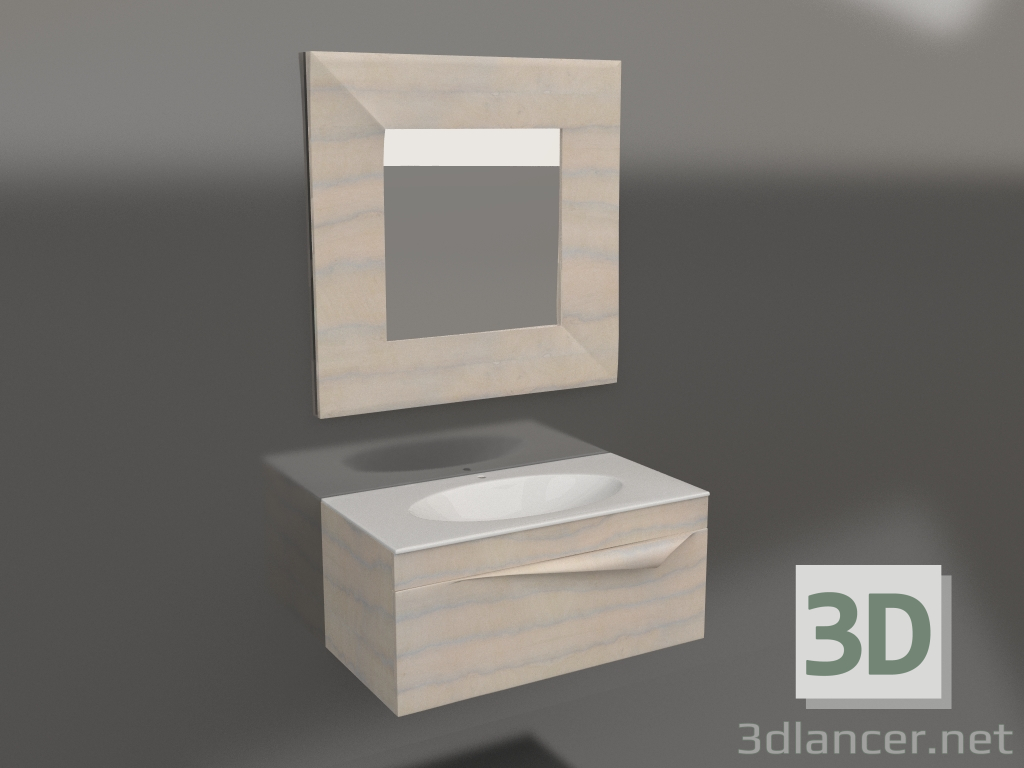 modèle 3D Meuble de salle de bain avec miroir (Pap-w.01.10.LIGHT+Pap-w.02.10.LIGHT) - preview