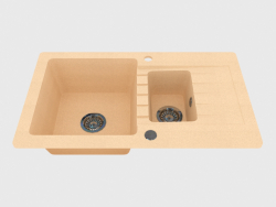 Sink, 1,5 bowls with a wing for drying - sand Zorba (ZQZ 7513)