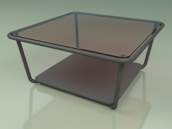 Table basse 001 (Verre Bronzé, Métal Fumé, HPL Gris)