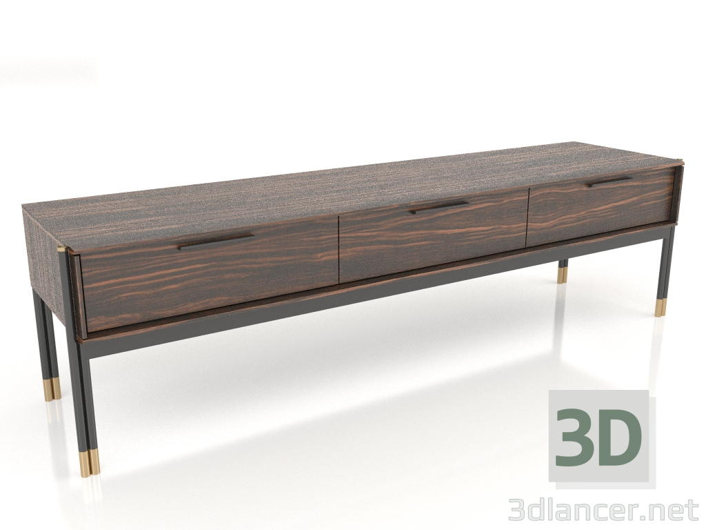 3D modeli TV sehpası, abanoz kaplama, siyah mat lake (184,2x45x50 cm) - önizleme
