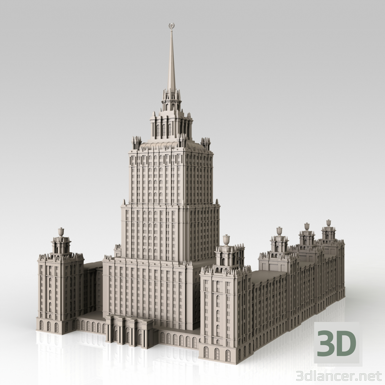 3d Hotel Ukraine Moscow model buy - render