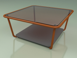 Table basse 001 (Verre Bronzé, Métal Rouille, HPL Gris)