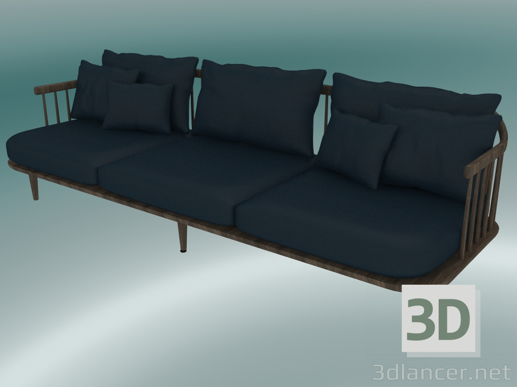 modello 3D Divano Fly Triple (SC12, 80x240 N 70cm, rovere oliato fumé con Harald 2 182) - anteprima