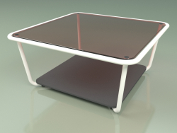 Table basse 001 (Verre Bronzé, Métal Lait, HPL Gris)