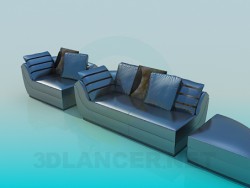 Un conjunto de muebles tapizados