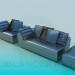 3d model Un conjunto de muebles tapizados - vista previa