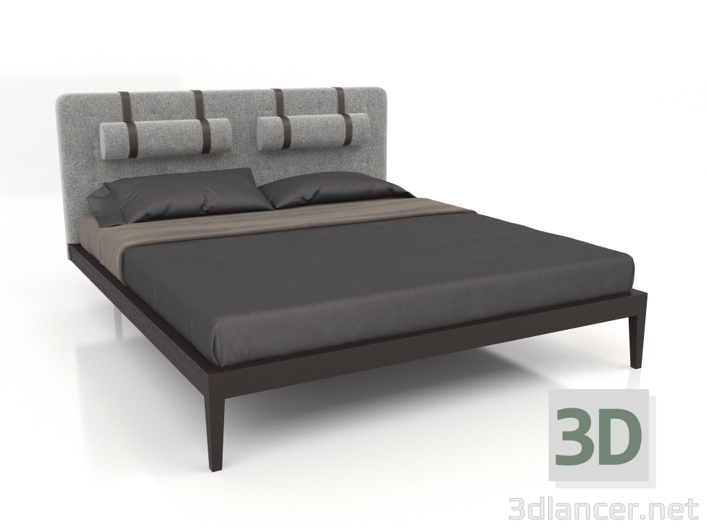 3d model Cama con láminas, acabado chapado en nogal W, estera gris 138 (192,4x216x110 cm) - vista previa