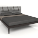 3d model Cama con láminas, acabado chapado en nogal W, estera gris 138 (192,4x216x110 cm) - vista previa