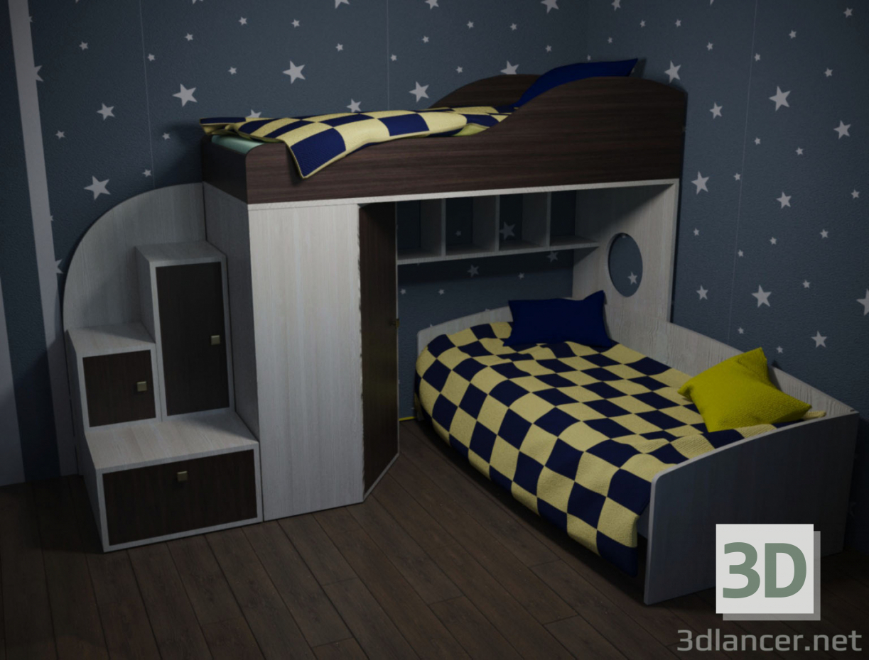 3D Modell Kinderbett - Vorschau