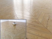 Parquet de pino, chevron.