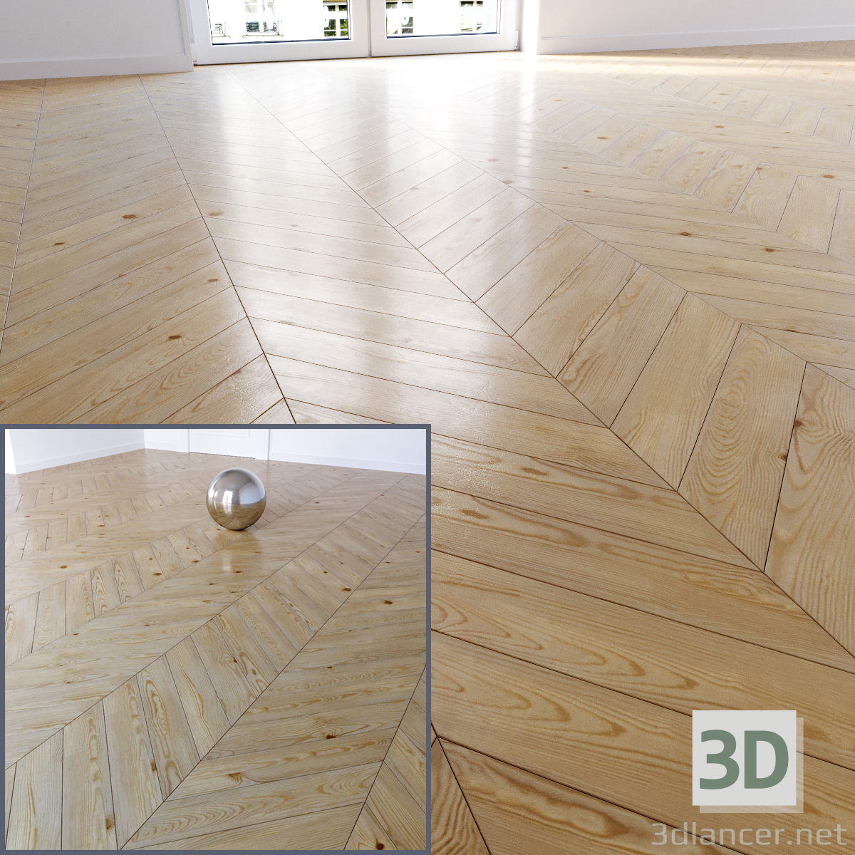 modello 3D di Parquet in pino, chevron. comprare - rendering