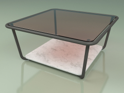 Table basse 001 (Verre Bronzé, Métal Fumé, Marbre de Carrare)