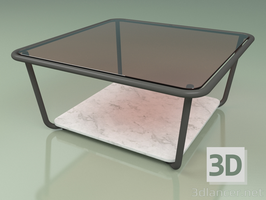 3d model Mesa de centro 001 (vidrio bronceado, metal ahumado, mármol de Carrara) - vista previa