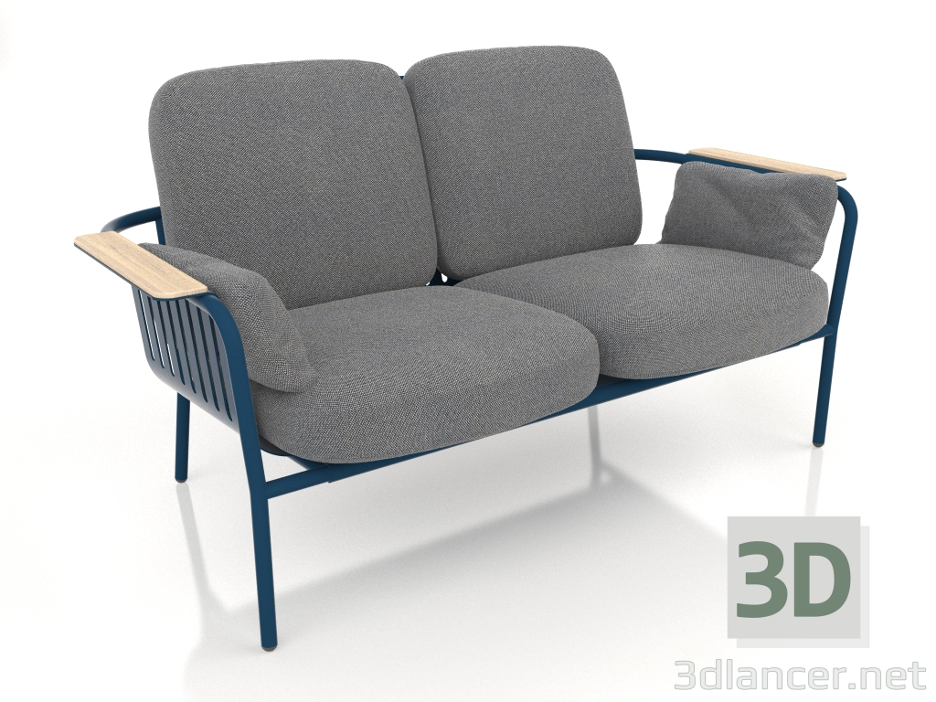 3d model 2-seater sofa (Grey blue) - preview