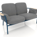 3d model 2-seater sofa (Grey blue) - preview