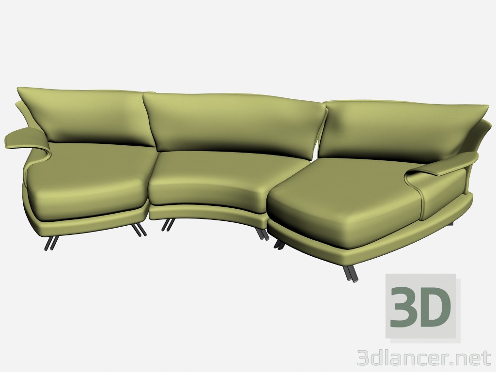 modello 3D Divano gemello Super roy 1 - anteprima