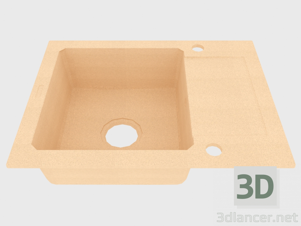 3D Modell Spüle, 1 Schüssel mit einem Flügel zum Trocknen - Sand Zorba (ZQZ 711A) - Vorschau