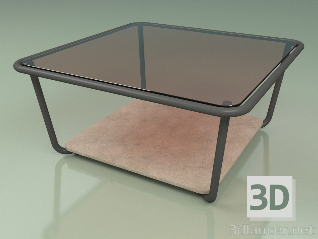 3d model Mesa de centro 001 (vidrio bronceado, metal ahumado, piedra Farsena) - vista previa