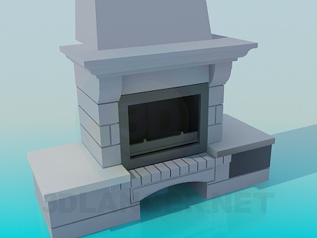 3d model Fireplace with firewood place - preview