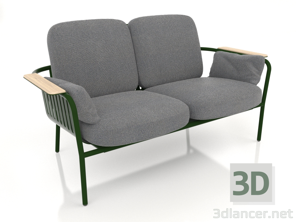 3d model 2-seater sofa (Bottle green) - preview