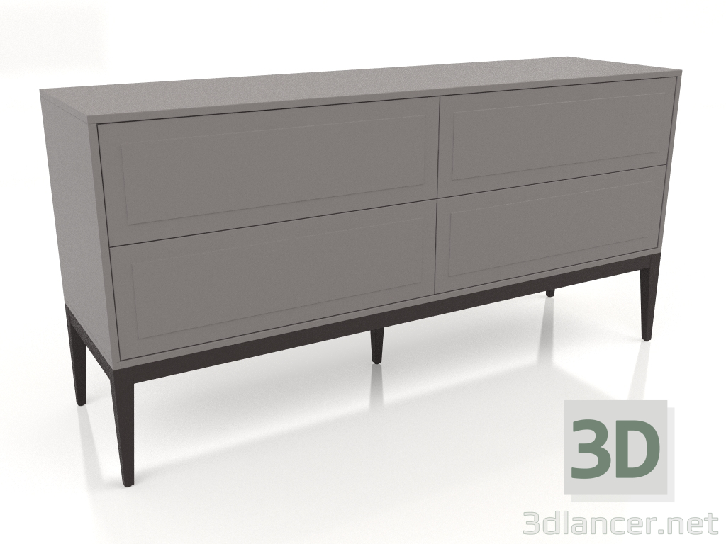 3d model Cómoda chapada en nogal W, lacada gris-beige mate (159x45x80 cm) - vista previa