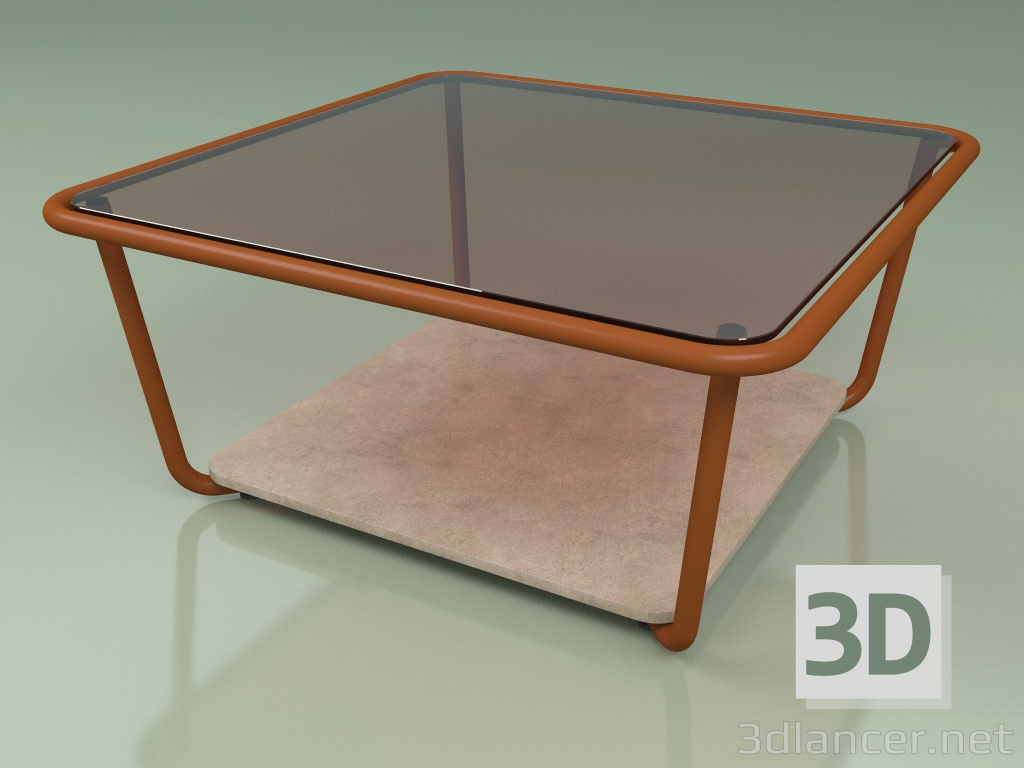 modello 3D Tavolino 001 (Vetro Bronzato, Metallo Ruggine, Pietra Farsena) - anteprima