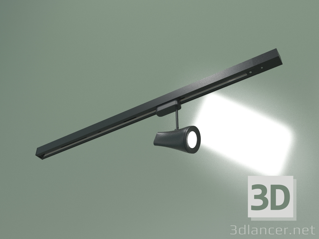 modello 3D Faretto a binario a LED per sbarre monofase Hardi LTB18 (nero) - anteprima