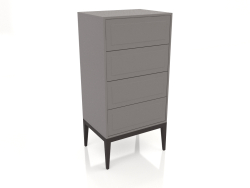 Cômoda alta, folheada a nogueira com acabamento em laca cinza-bege fosca (59,5x45x120 cm)