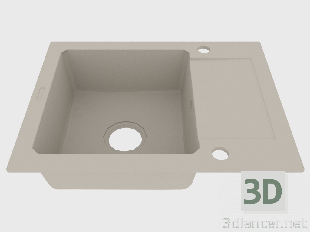 3d model Sink, 1 bowl with a wing for drying - alabaster Zorba (ZQZ A11A) - preview