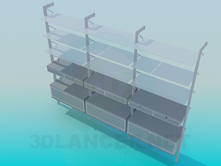 modèle 3D Tablettes en 3 sections - preview