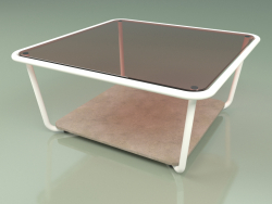 Table basse 001 (Verre Bronzé, Métal Lait, Pierre Farsena)