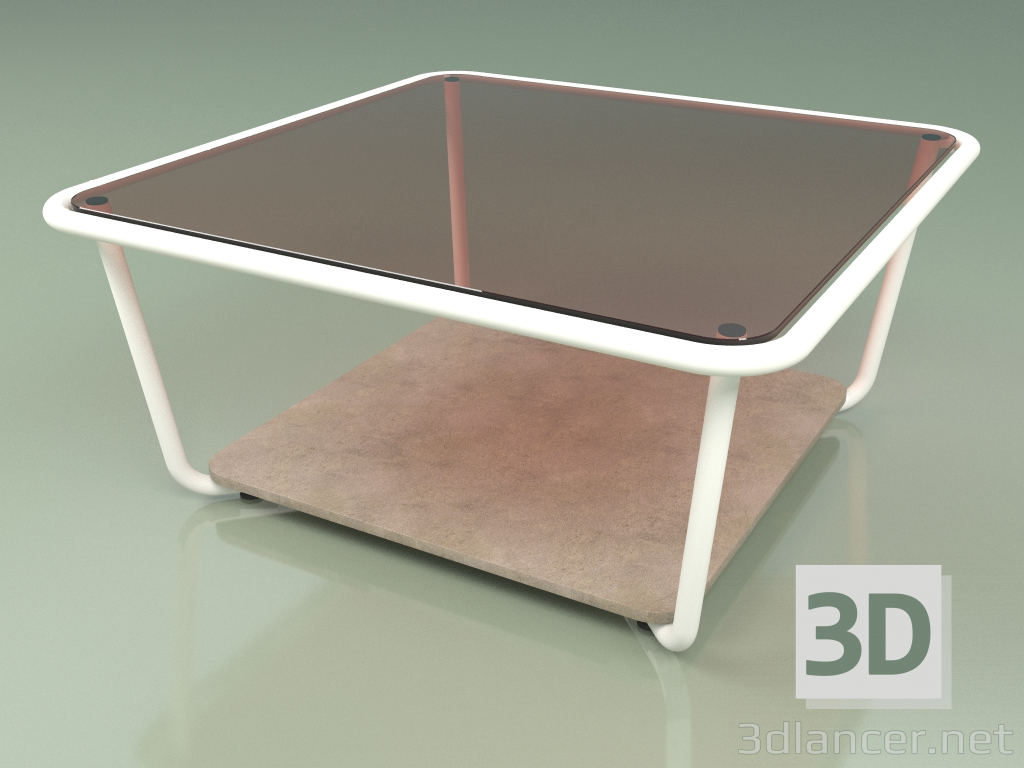 3d model Mesa de centro 001 (Vidrio bronceado, Leche metálica, Piedra Farsena) - vista previa